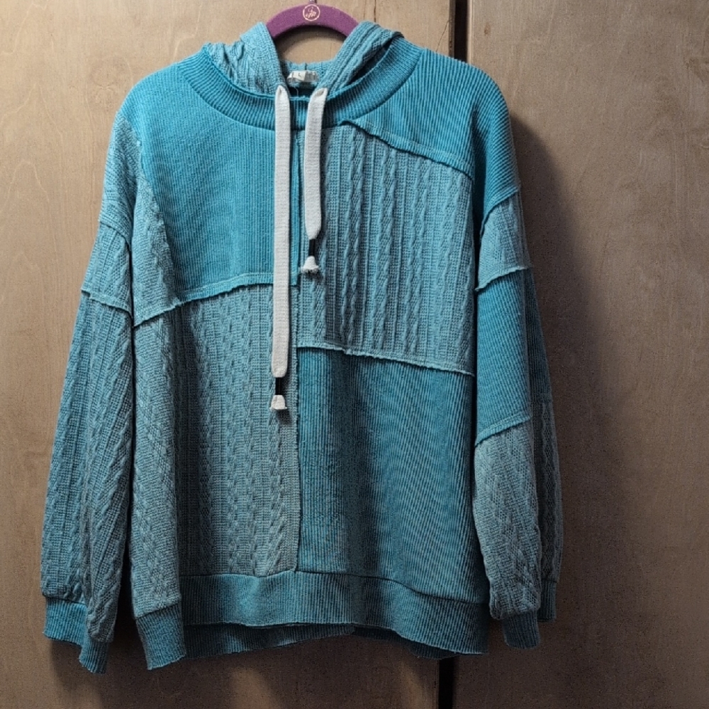 Teal Knit Hoodie
